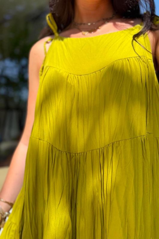 Gabriella Tie Shoulder Dress Olive